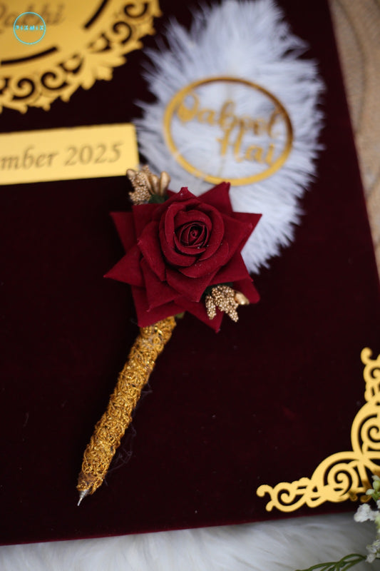 Nikah Pen Red Rose | Golden